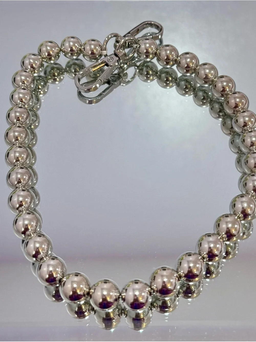 New Slim Silver Bead Bag Chain 18 inches